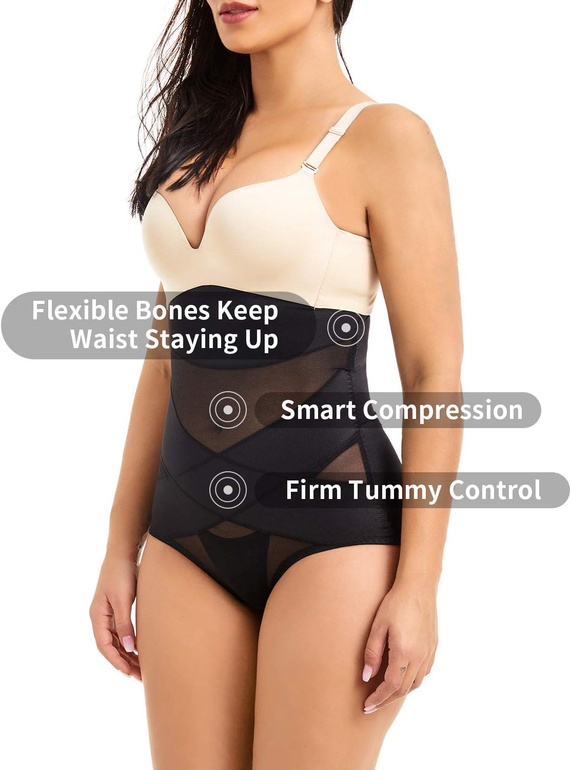 COHTB Women's Tummy Control Shapewear Panties Hi-Waist Body Shaper Underwear Butt Lifter Slimming Briefs - Image 3