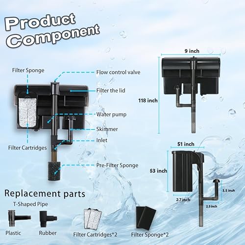 Coospider-Repta Hang On Aquarium Filter 20-40 Gallon Fish Tank Filter thumb #4