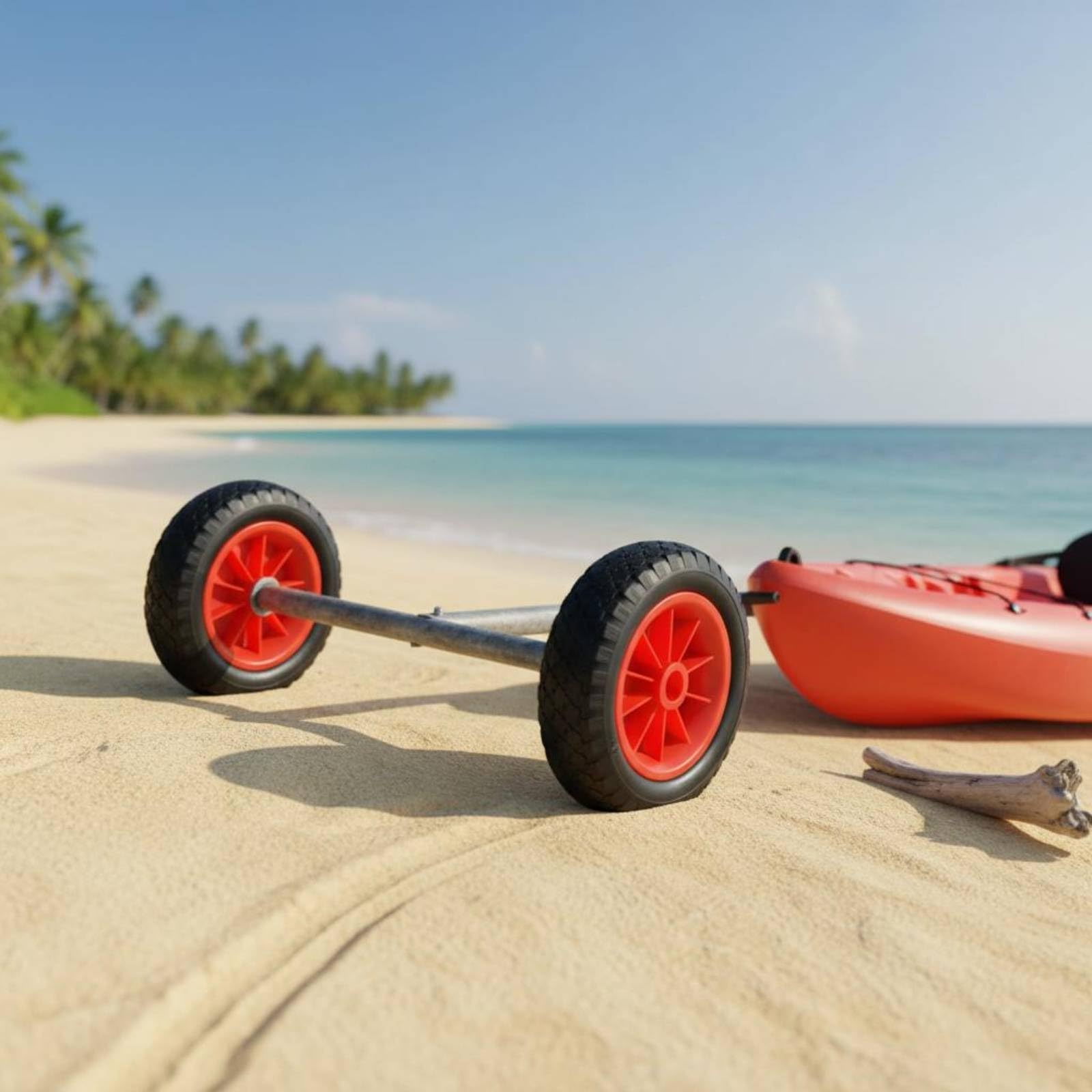 Milageto 2 Piezas Rueda Remolque Kayak Carrito Portaequipos Ruedín Playa Neumático Sólido PU con Tracción en Arena y Suelo Irregular Adecuada para, Verde, M