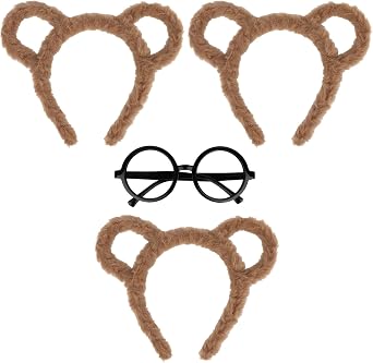 Bear Ears Headband for Women Cute Bear Hairband Chipmunk Ears Headbands Animal Cosplay Halloween Costume Headwear
