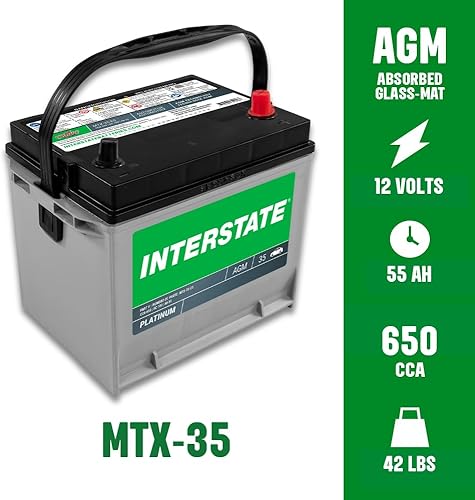 Miniatura 2 de Interstate Batteries Batería automotriz de 12 V 55 Ah (tamaño del grupo 35) 650CCA SLI AGM Reemplazo de batería automática para automóviles, SUV,