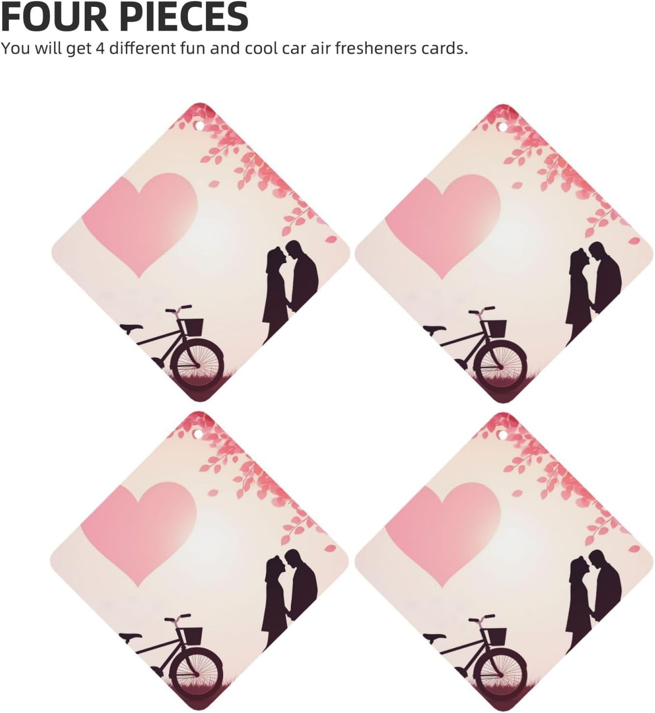 Car Air Fresheners Cards Set of 4 Pieces,Boyfriend Love Good Morning Print Mirror Pendant Hanging Scented Cards for Wardrobe Bathroom Long-Lasting Auto Aromatherapy Tablets Gifts Car Rearview image 2