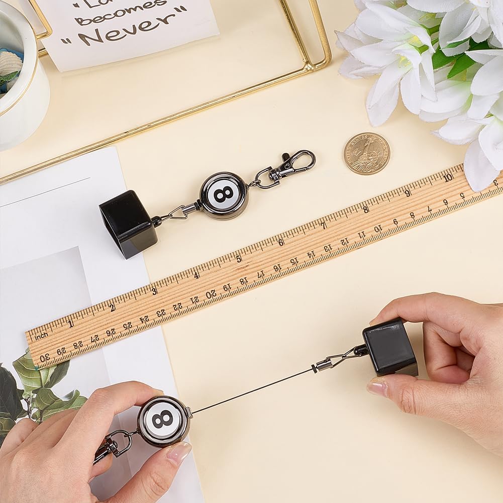FINGERINSPIRE 2PCS Pool Chalk Holder 4.8inch Long Gunmetal Color Aluminum Plastic Pendant Decorations with Flat Round Eight Ball Pendant Decorative Accessories with Aluminum Swivel Clasp for Handbag