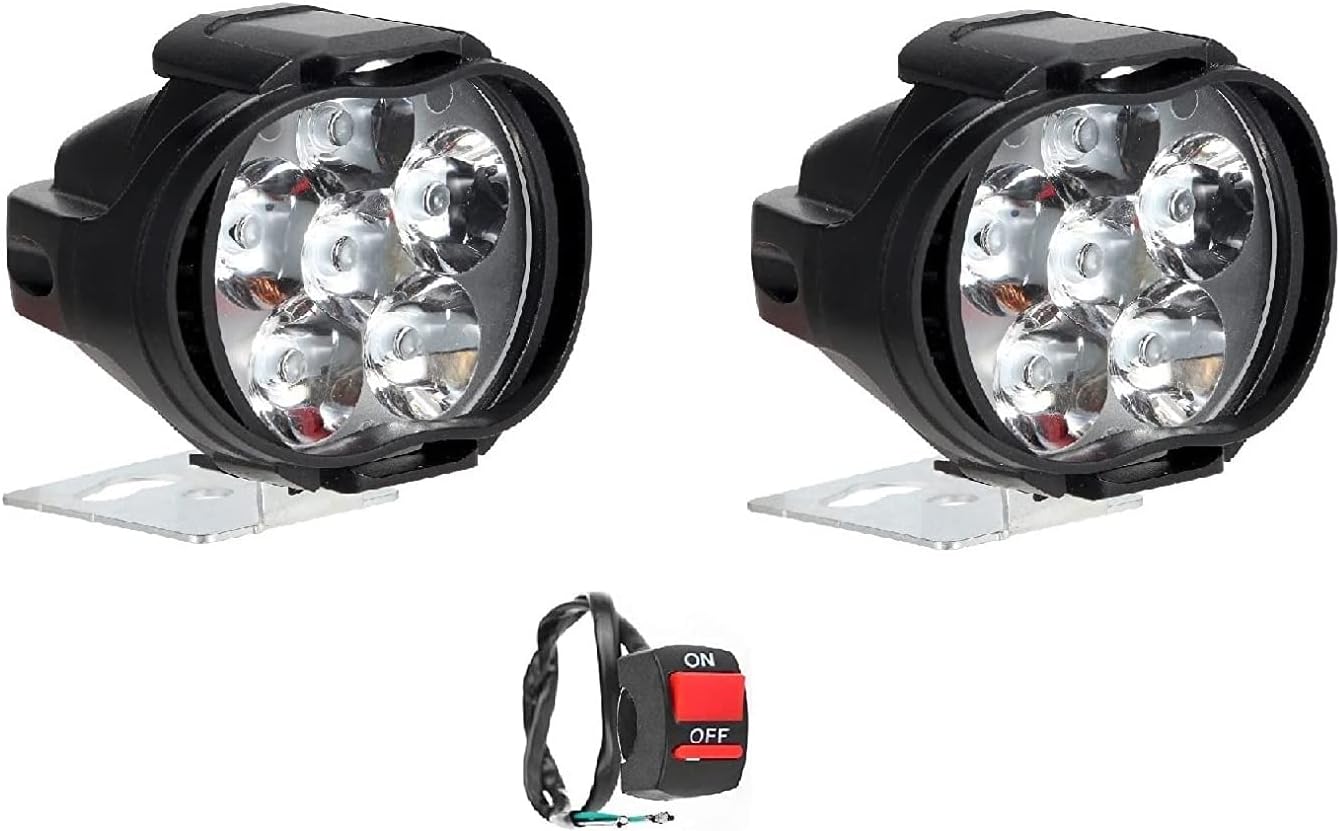 A2D L3C 6 LED Transformer Bumble Bee Style Bike Fog Light Lamp Assembly White Mini Set of 2 For Bajaj Discover 125