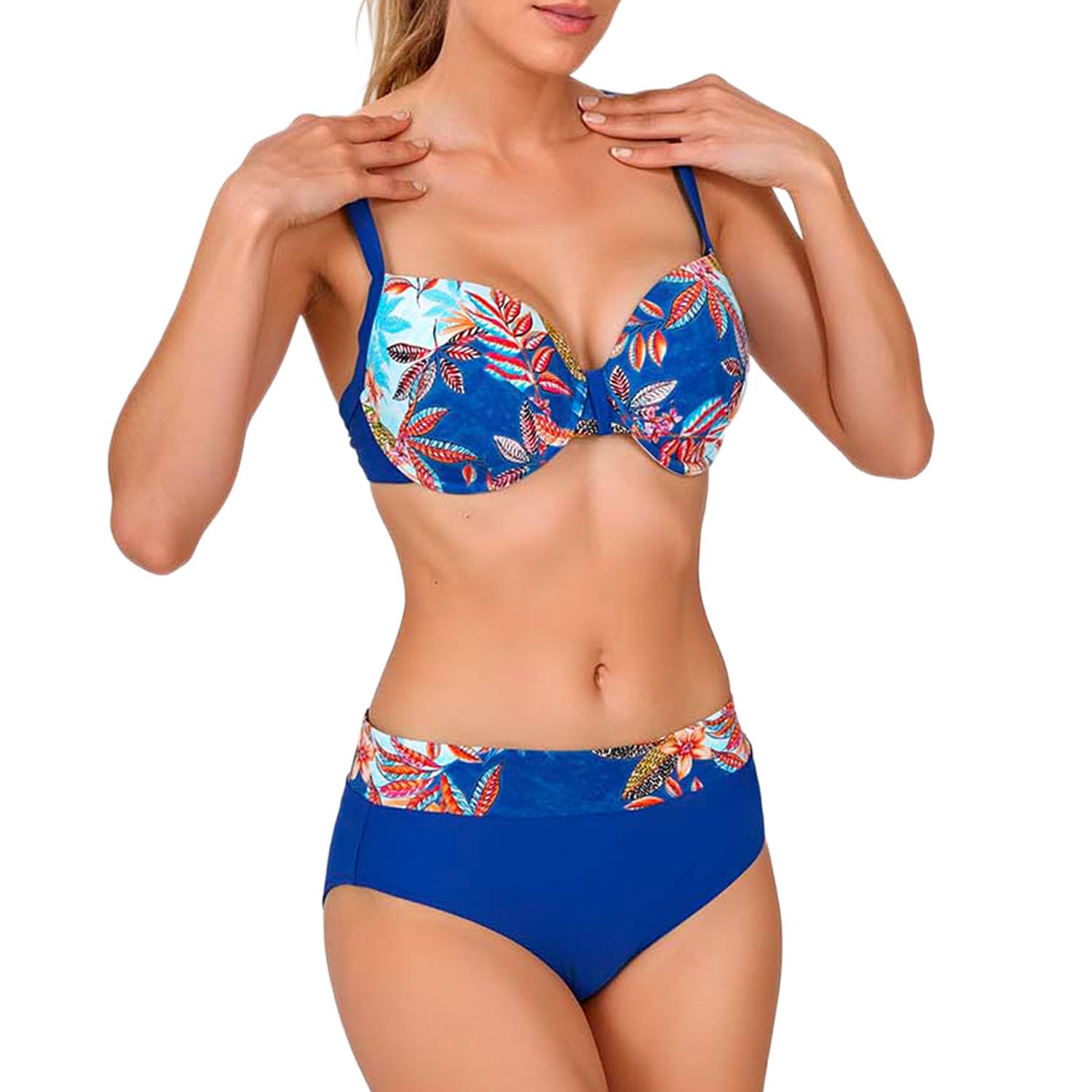 Damskie bikini z fiszbinami i wysokim stanem TEGB1853C