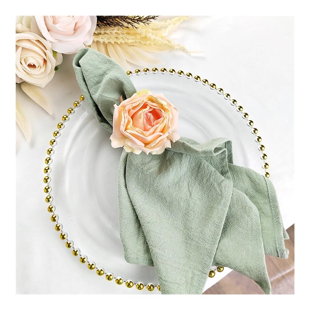 Sage Green serwetki materiałowe zestaw 10 bawełnianych serviette kuchenne ręczniki na stół do herbaty do dekoracji ślubnej w wiejskim domu (10 szt. 45 x 45 cm)