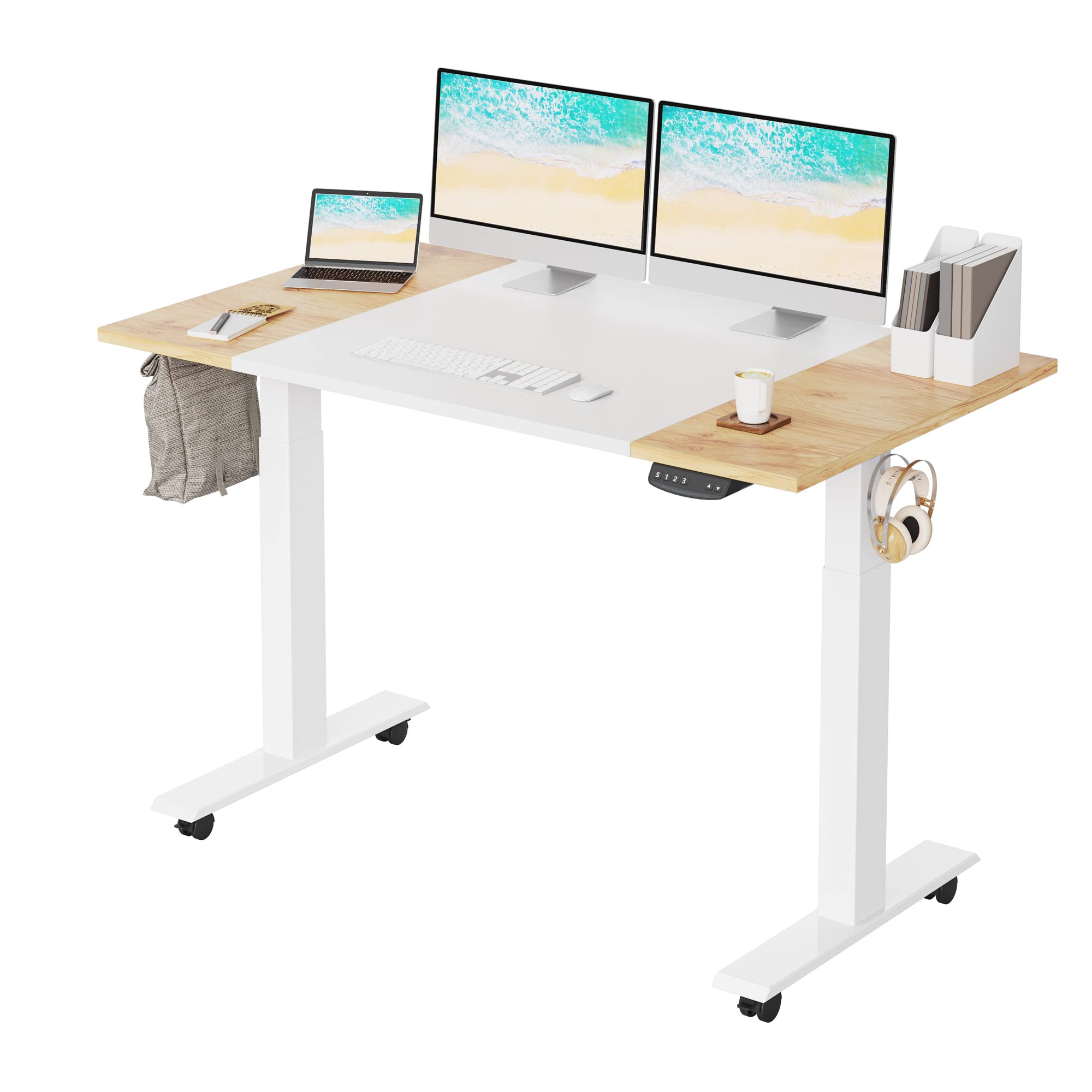 FEZIBO Height Adjustable Electric Standing Desk, 55 x 24 Inches Stand