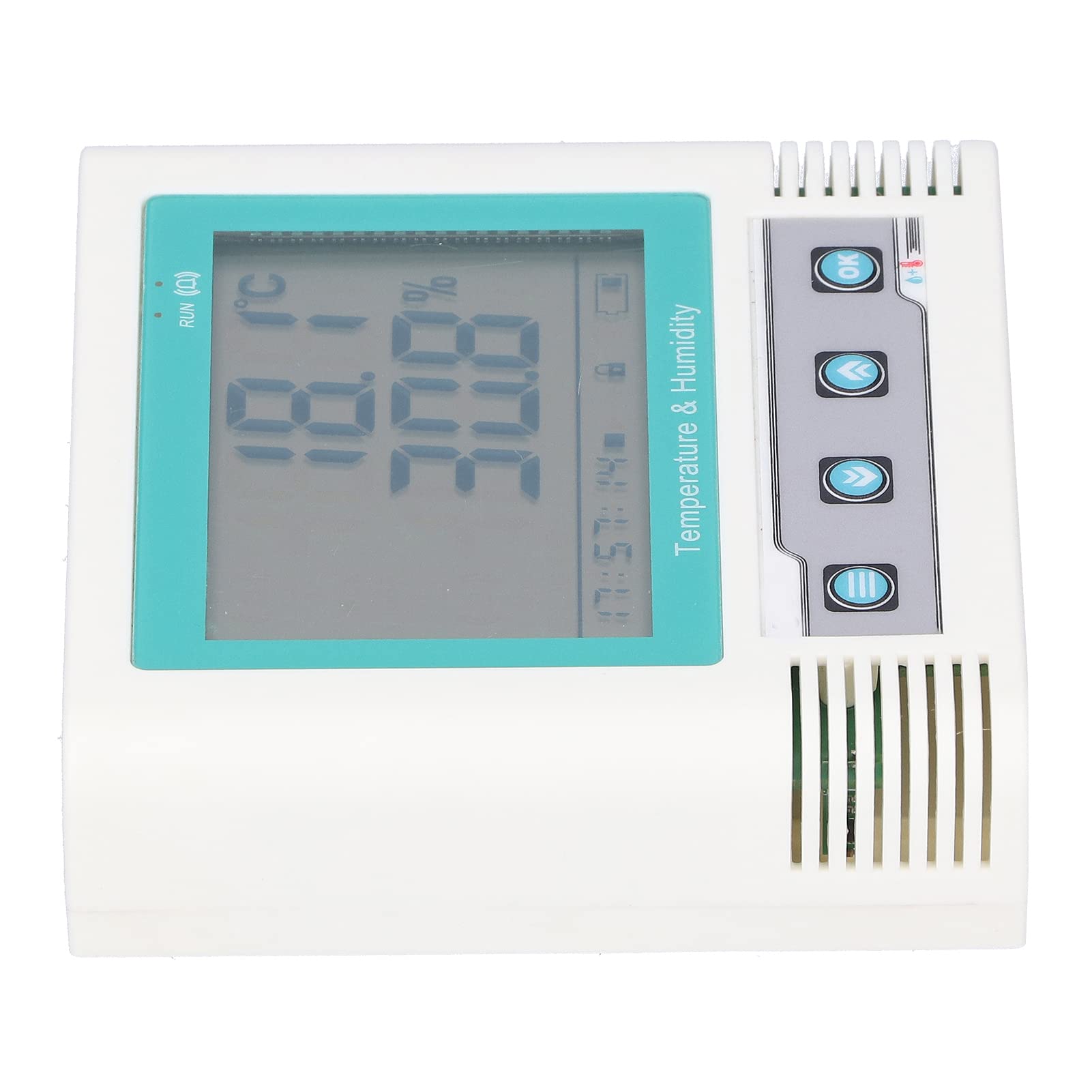 Registrador de Temperatura Digital con Sensor de Alta Precisión para Monitorear Datos de Humedad en Laboratorios y Talleres - ABS, 120 X 113 X 33 Mm (Conjuntos de datos de 26W)