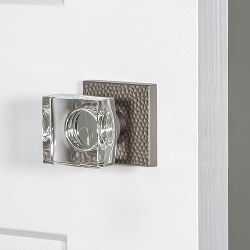 Miniatura 2 de Viaggio Quadrato - Roseta martillada doble con perilla de cristal cuadrado, color gris titanio