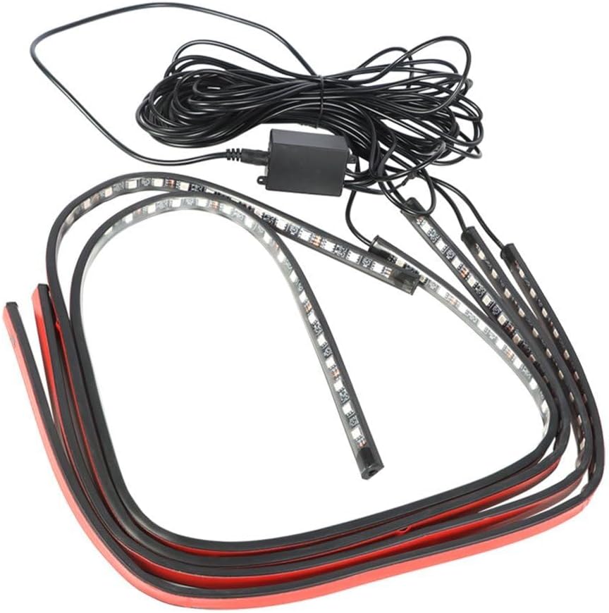 4PC RGB 5050 LED Strip Under Car Tube Underglow Underbody System Neon Lights Kit OEM Standard Replacement Part