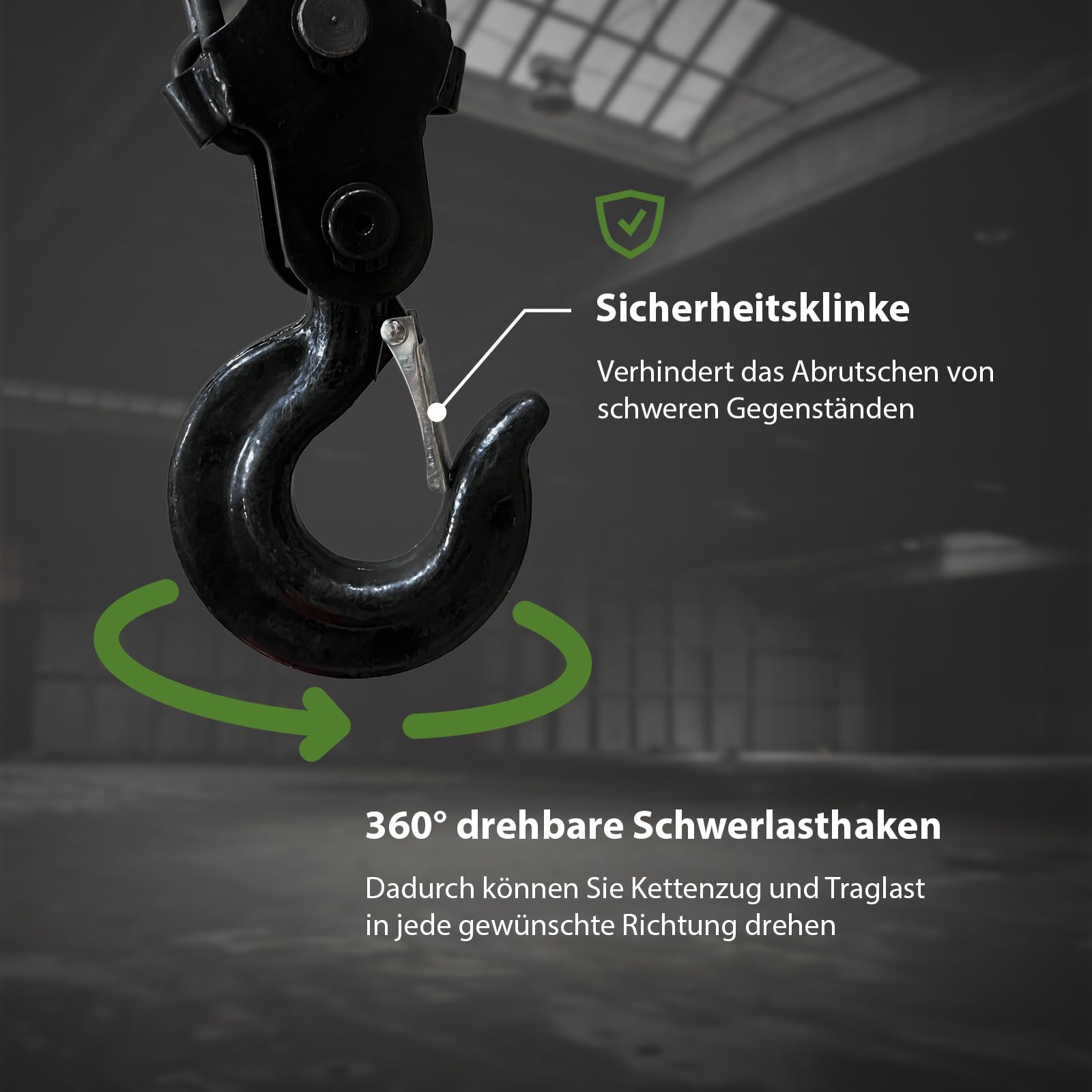 TRUTZHOLM Kettenzug mit Einfachbremse Flaschenzug Seilzug Hebezug Ratschenzug Hubhöhe - HSZ - rund (3000 kg - 3 m)