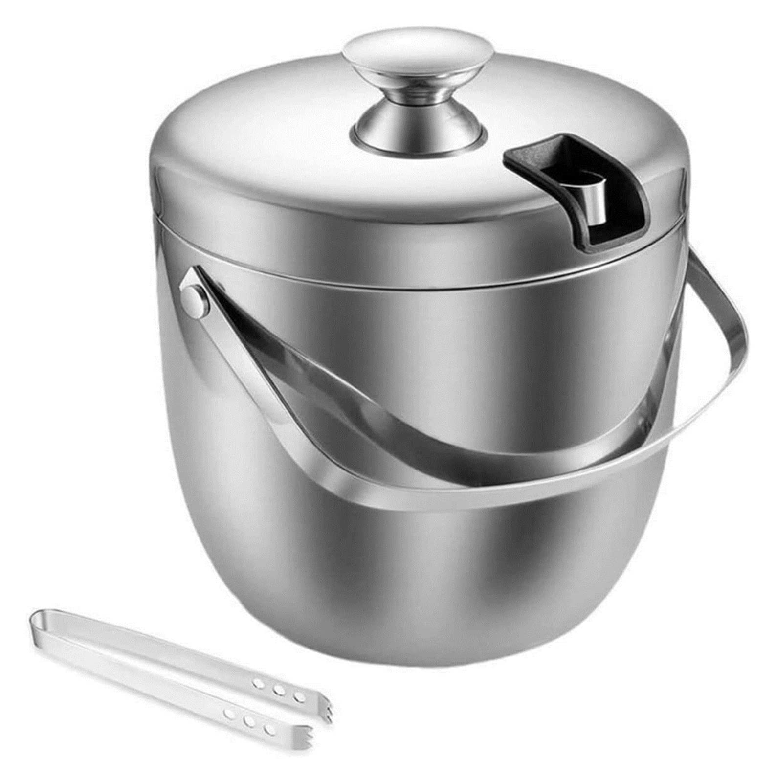 Gradiente Cubo De Champagne Cubo Práctico con litros De Pinzas Aislada con Doble Pared con Pinzas Y Contenedor De Hielo De Tapa 2.8L