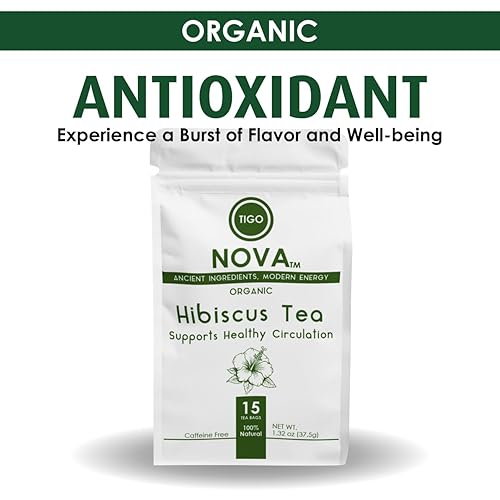 Miniatura 5 de Bolsas de té de hibisco orgánico de primera calidad, 100% ingredientes naturales y orgánicos, té antioxidante, sin cafeína, auténtico origen