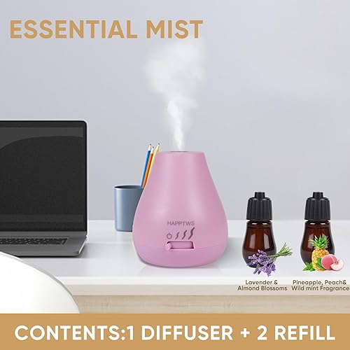 Miniatura 2 de HAPPTWS Difusor de aceite esencial Difusor sin agua con 3 ajustes de temporizador, funciona con pilas para dormitorio, sala de yoga, inodoro,