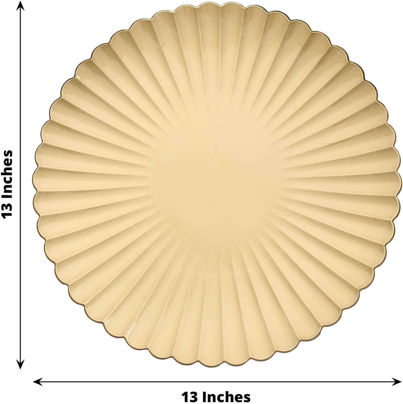 Efavormart 6-Pack 13" Gold Scalloped Shell Pattern Charger Plates, Ocean Inspired Textured Underplates for Coastal Weddings and Summer Galas