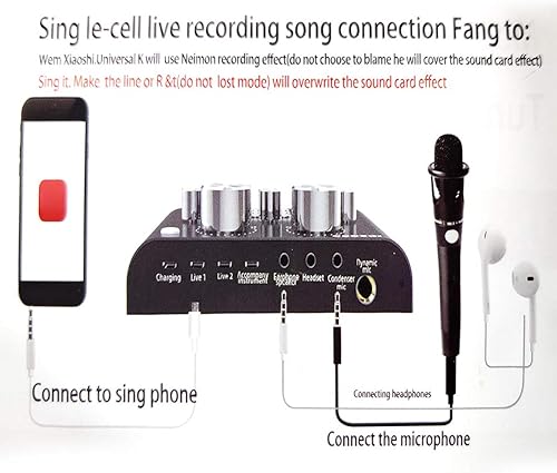 Miniatura 4 de V8 - Tarjeta de sonido en vivo, mezclador de audio USB Tarjeta de sonido externa para micrófono, tarjeta de sonido KTV en vivo, tarjeta de sonido