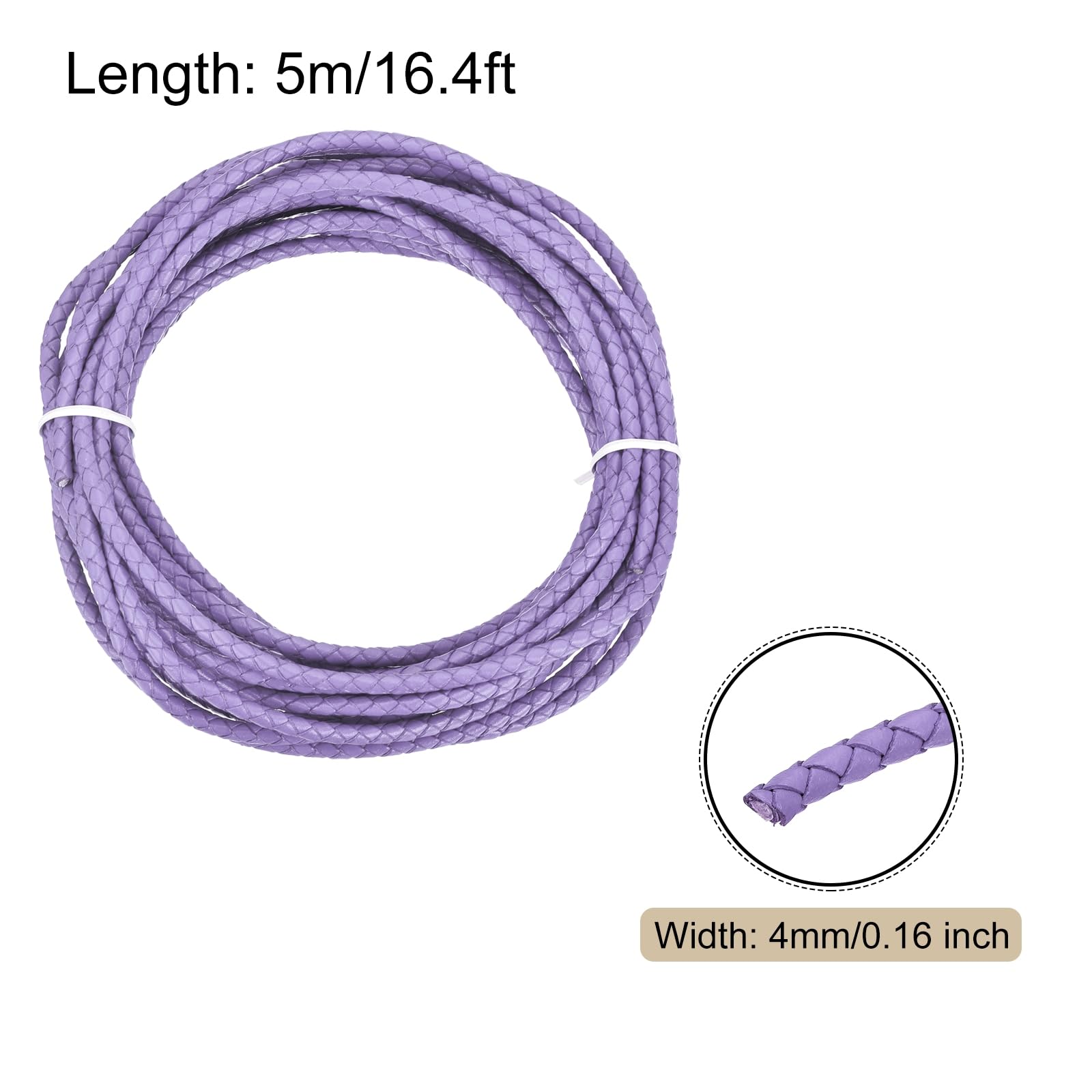 Rebower Round Braided Leather Cord 4mm Bolo Leather Cord String Rope for Jewelry Making Necklaces, Bracelets, Wraps, Crafts - Image 2