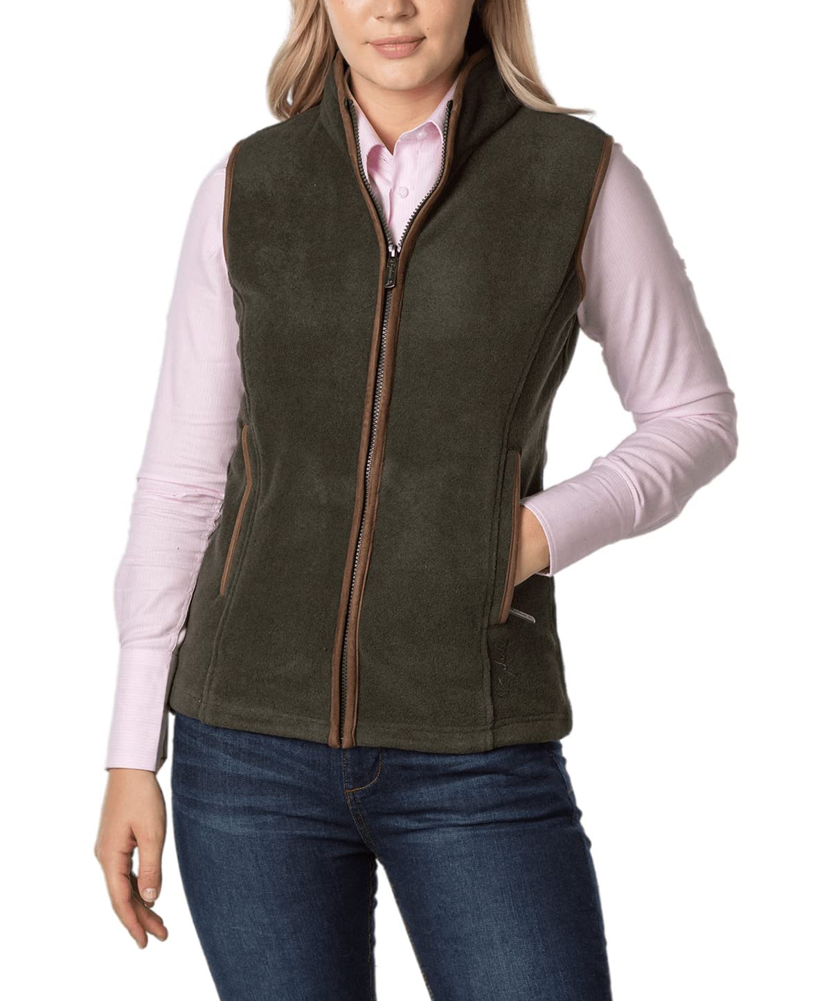 Rydale Ladies Huggate Waistcoat Womens Fleece Gilet Bodywarmer Vest Sleeveless Jacket Country Gilets 12 Colours (Khaki, 8)