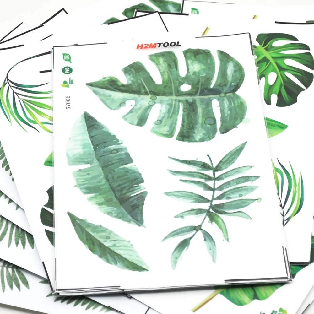 Leaf Wall Decals, H2MTOOL 64 PCS Removable Tropical Plants Tree Leaves Stickers for Kids Nursery Room Decor