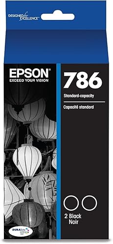 EPSON 786 DURABrite Ultra Ink Paquete de cartuchos dobles negros de capacidad estándar (T786120-D2) funciona con WorkForce WF-5110, 5190, 5620, 5690