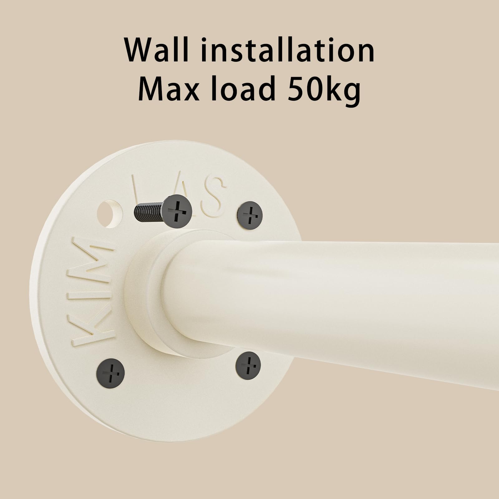 Porte Manteau Mural Tringle, Penderie Murale 150cm, Barre Dressing Industriel, Portant pour Salon, Chambre, Gain de Place, Montage Facile, Robuste et Durable, Beige
