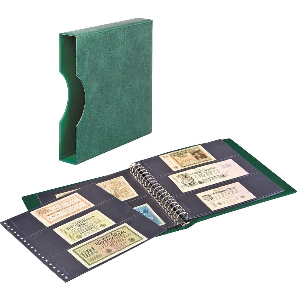 Álbum para Billetes LINDNER Verde con Estuche y Hojas Intercalables Negras 4