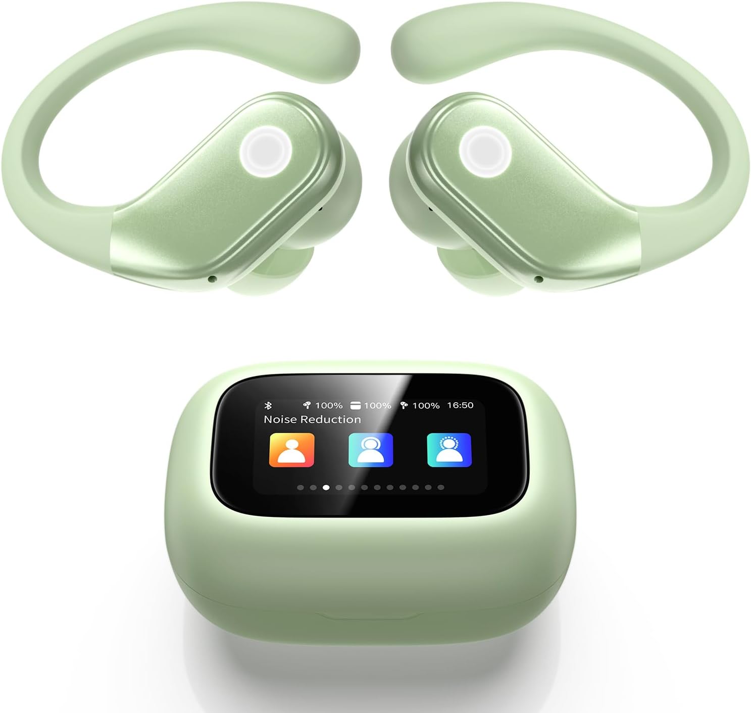 Wireless Earbuds, ENC Noise Cancelling Sport Ear Buds with Multifunctional Touch Screen, Bluetooth 5.4 Headphones, Bass Stereo Sound, 5 EQ Over-Ear Earbuds for Sports/Workout/Gym-Green Wireless Earbuds, ENC Noise Cancelling Sport Ear Buds with Multifunctional Touch Screen, Bluetooth 5.4 Headphones, Bass Stereo Sound, 5 EQ Over-Ear Earbuds for Sports/Workout/Gym-Green