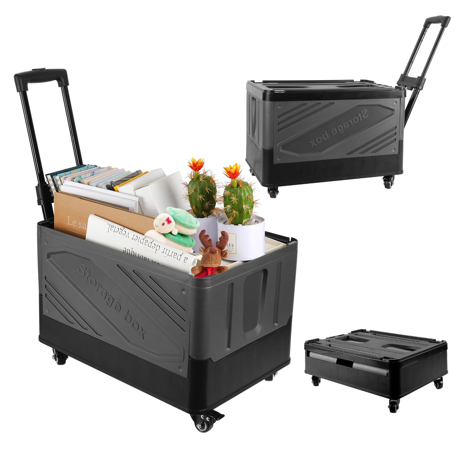 Cawuwe storage bin with wheels collapsible rolling crate for closet