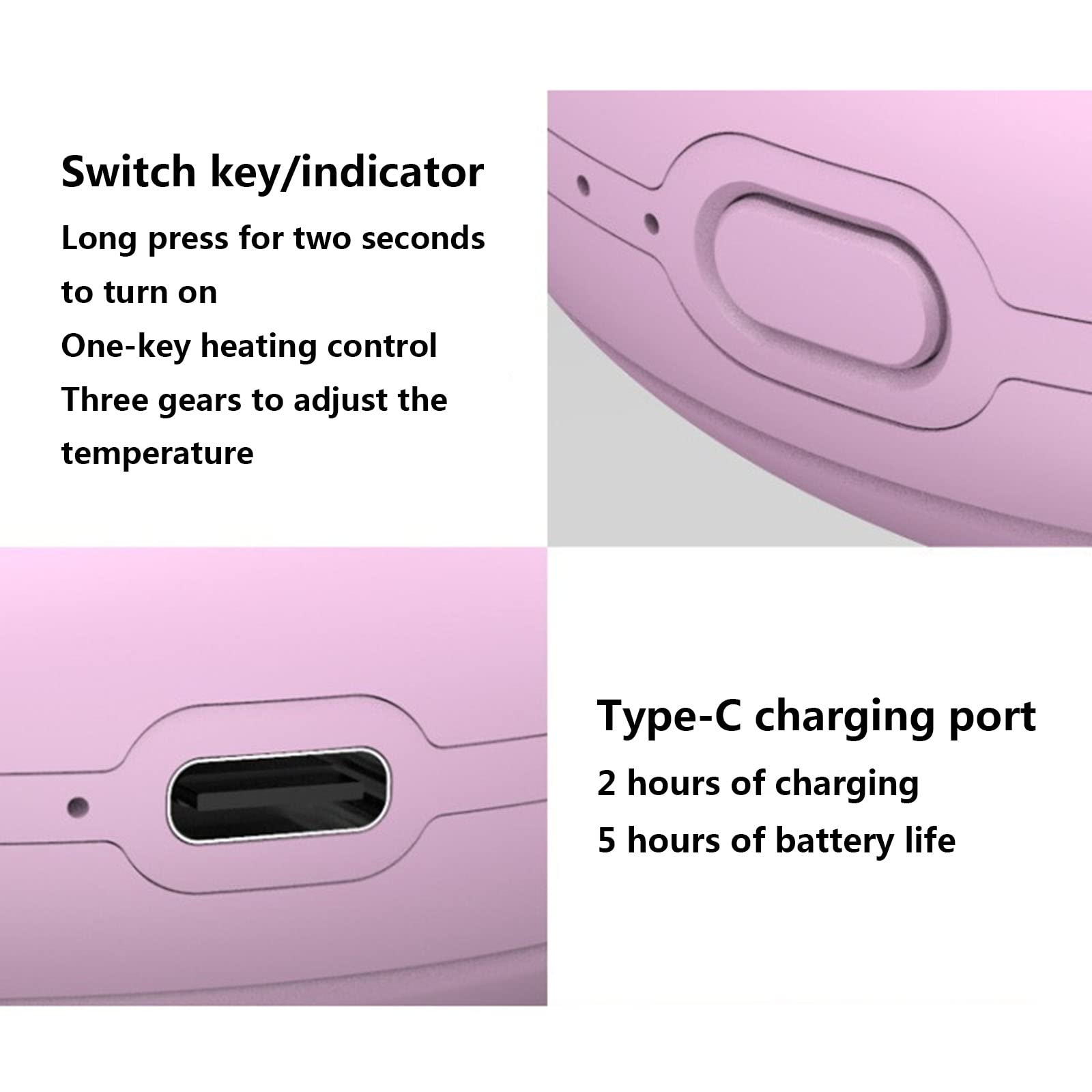 3600mAh Chauffe-Mains Rechargeable Portable Power Bank Batterie Externe Chaufferette,Bleu