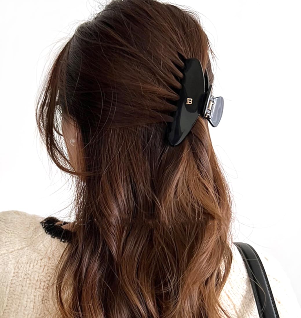 Wenlly Sweet Hair Claw Clip, 3.54 Inch Cellulose Acetate Hair Jaw Clip, Fashion Non-slip Strong Hair Hold Barrette, Hair Accessory, 1 Piece, Black image 3