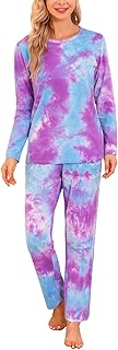 EISHOPEER Women's 2 Piece Cotton Long Sleeve Pajamas Set Cute Print Top ...