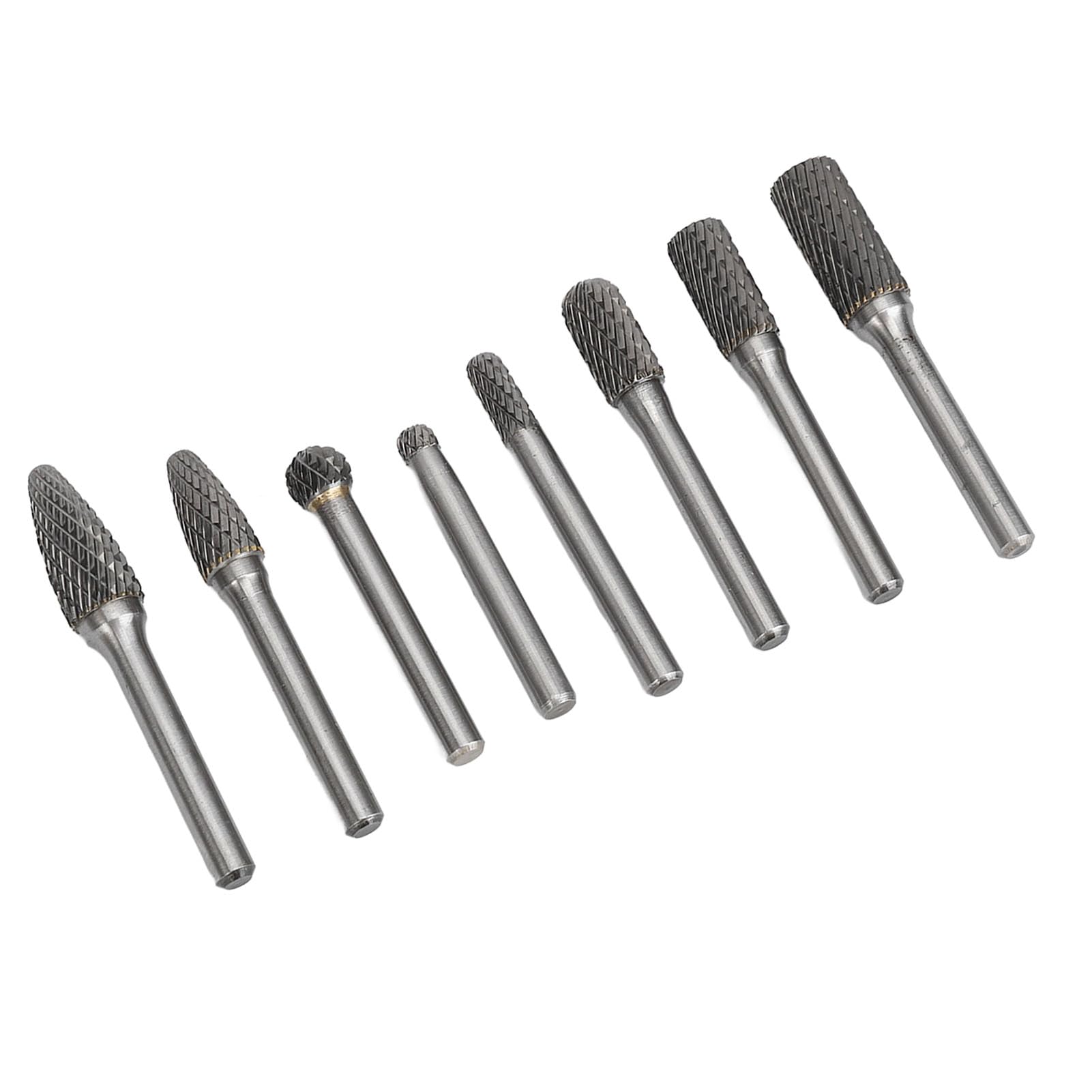 Juego de fresas de carburo de 8 piezas, juego de fresas rotativas de acero de tungsteno de doble corte, kit de fresado de pulido para tallado de madera de metal profesional para