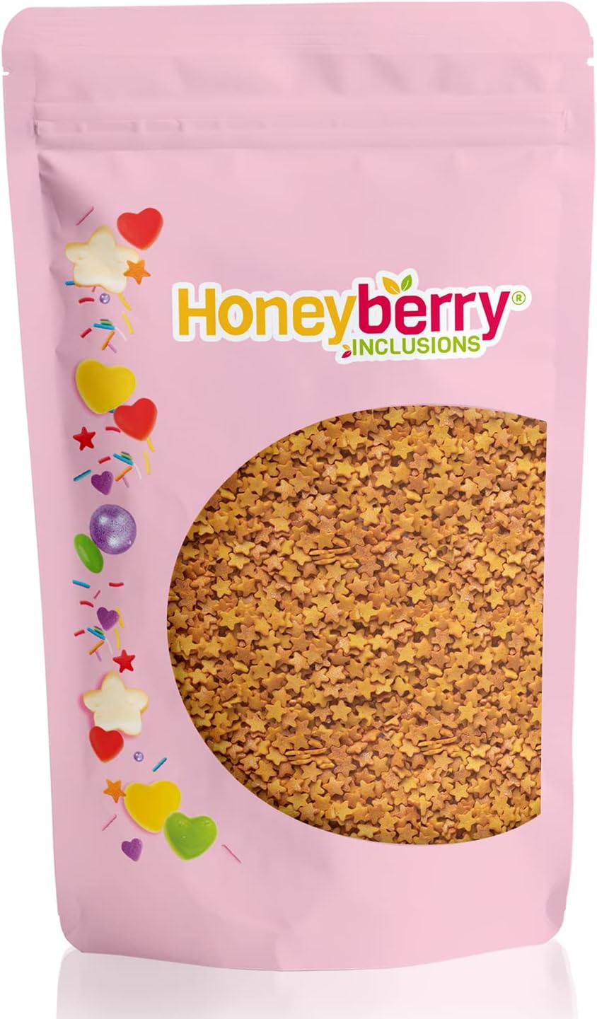 INCLUSIONS Gold Stars 200g - Premium Edible Decorating Sprinkles for Baking, Cupcake and Cake Decorations, Ice Cream, Dessert and Icing Decoration Toppers
