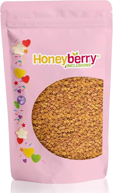 HONEYBERRY INCLUSIONS Gold Stars 200g - Premium Edible Decorating Sprinkles for Baking, Cupcake and Cake Decorations, Ice Cream, Dessert and Icing Decoration Toppers