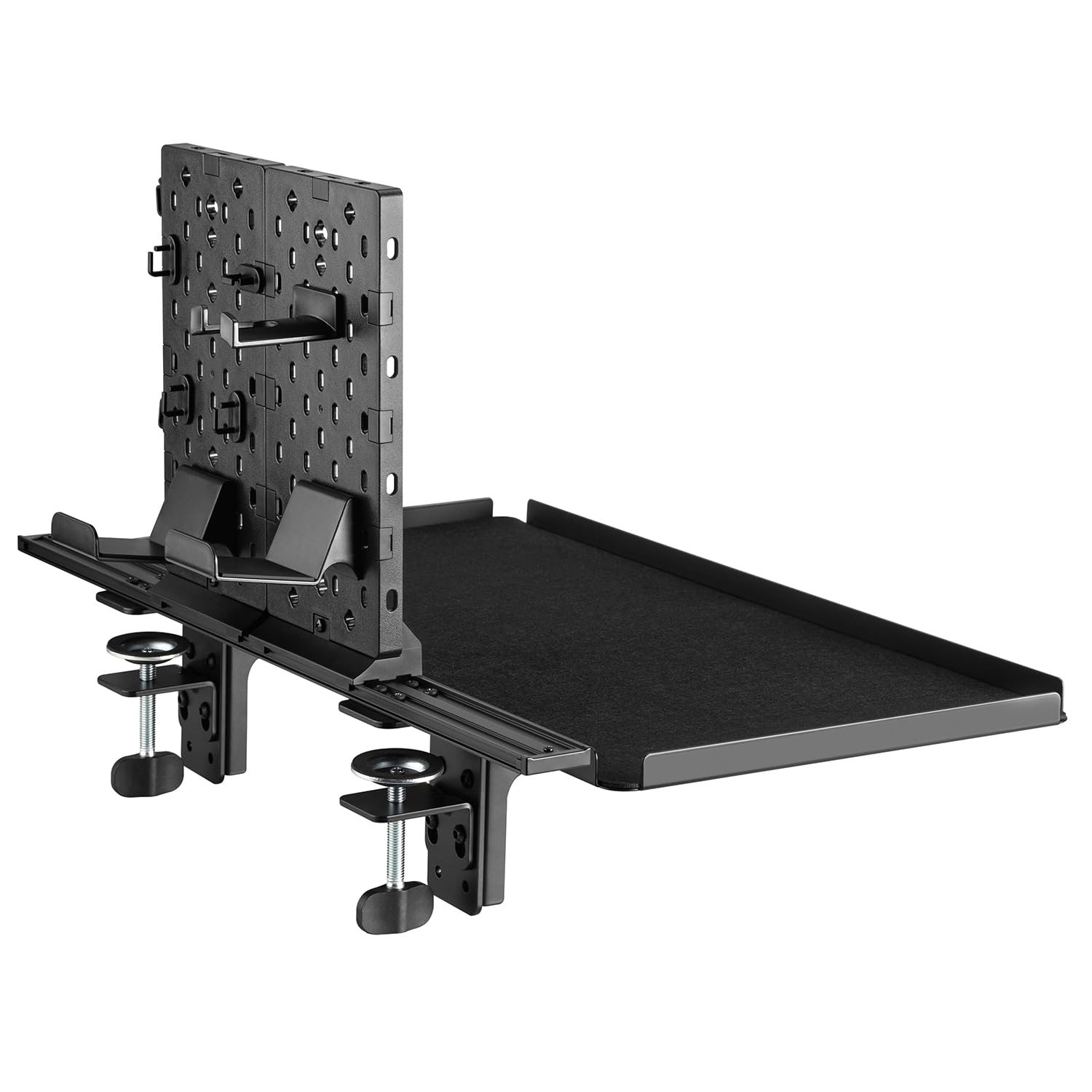 NanoRS RS174 Bureauverlenging met Plank en 60x30,9 cm Oppervlak | Uitbreidingsblad voor Bureau | Tot 20 kg Belastbaar | Met Koptelefoonhouder | Klembevestiging | Zwart