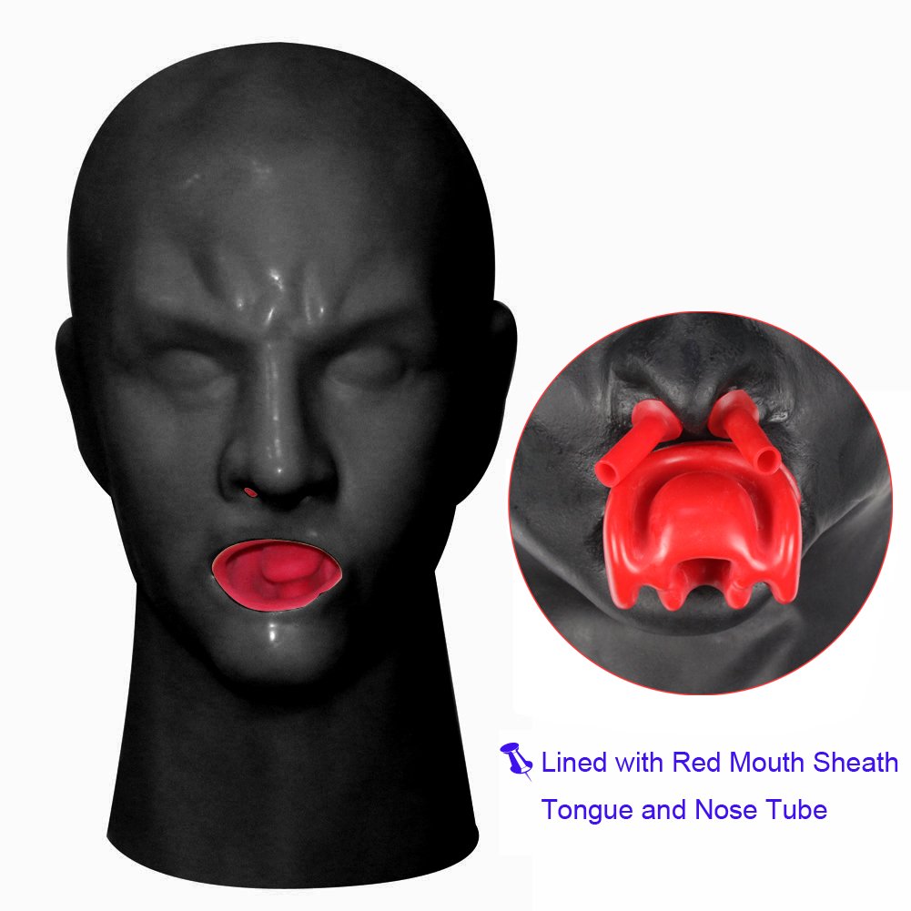 Buy EXLATEX Anatomical Latex Mask Heavy Rubber Hood Lined with Red