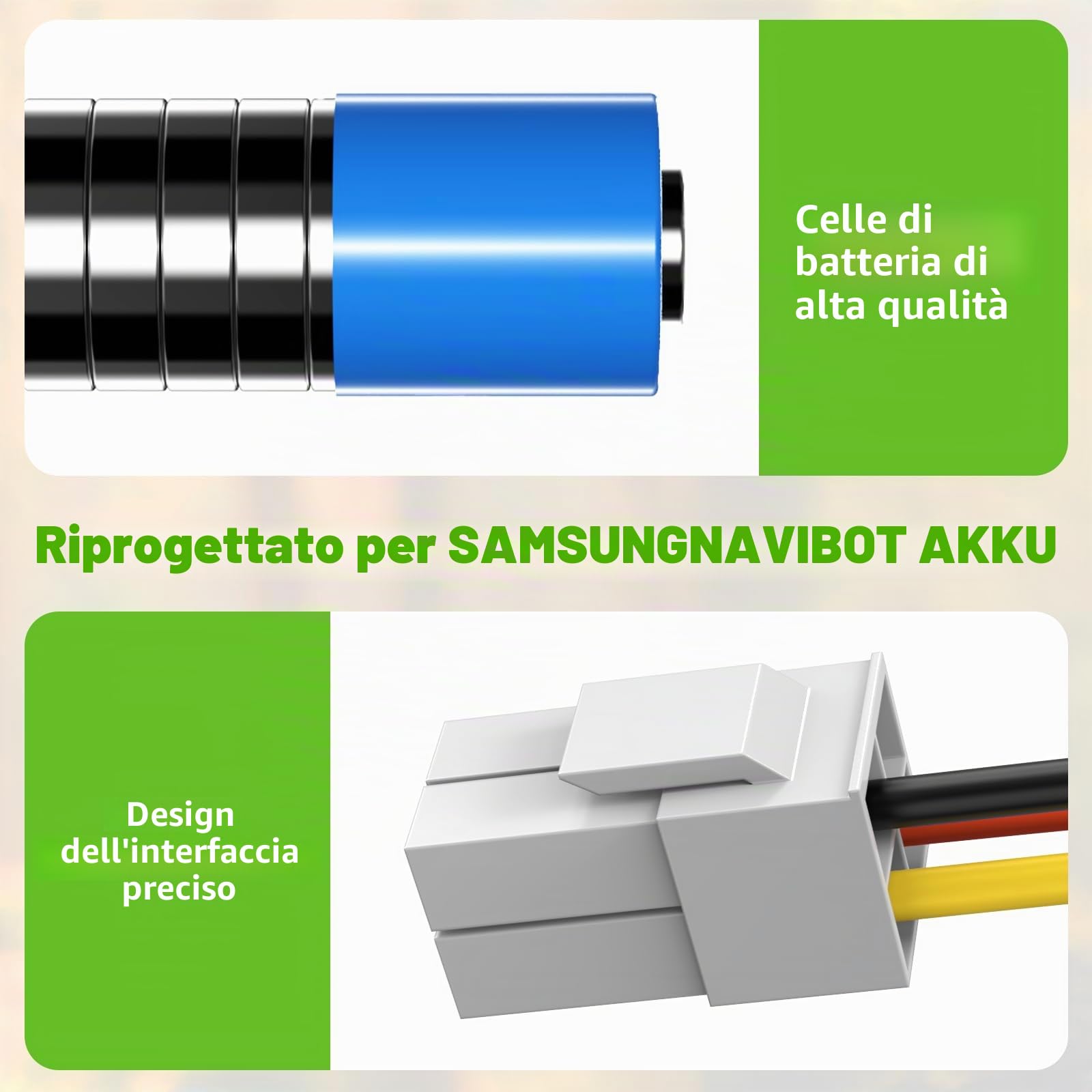Batteria di ricambio agli ioni di litio da 14,4 V 4000 mAh, compatibile con Samsung Navibot VCA-RBT20 SR8855 SR8730 SR8845 SR8825 SR8850 SR8750 DJ96-00113C DJ96-0083C DJ96-0136B