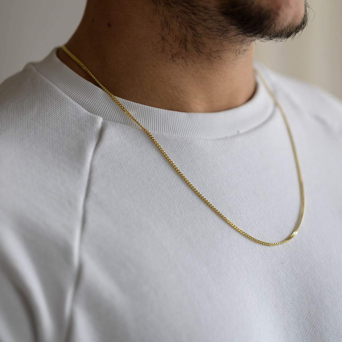 MATERIA Mujer Hombre Cadena maciza 333 Oro – oro cadena de 2 mm Plano 45, 50, 60 cm – Fabricado en Alemania # K99 _ B4