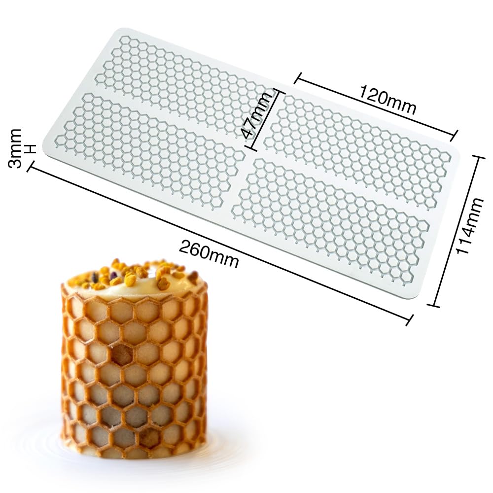 Silicone Fondant Lace Mat, Sugar Craft Impression Forma jadalne ciasto Molekularna Kuchnia Dekorowanie, 4 otwory plaster miodu