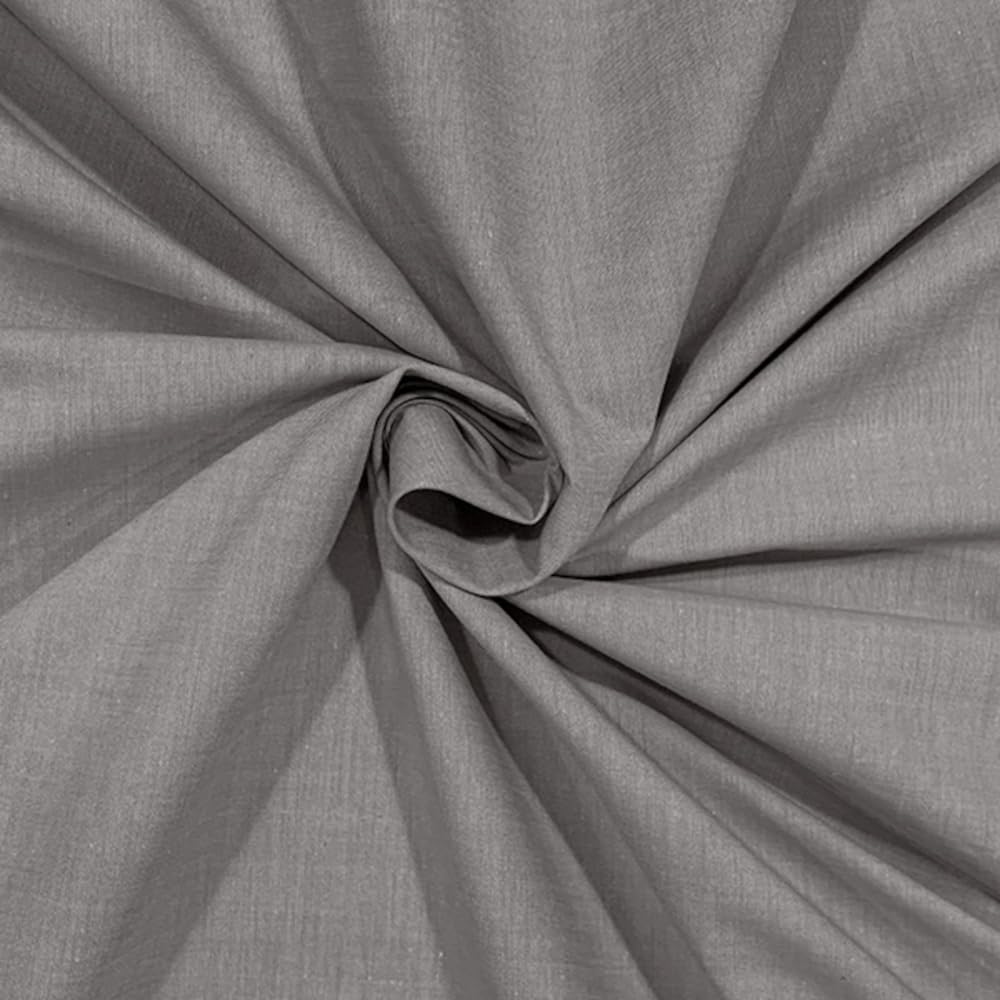 Oh Sew Crafty Limited Grey Chambray Fabric Yarn Dyed Woven 100% Cotton Dressmaking 144Cm Wide (Price Per Metre) (Grey)