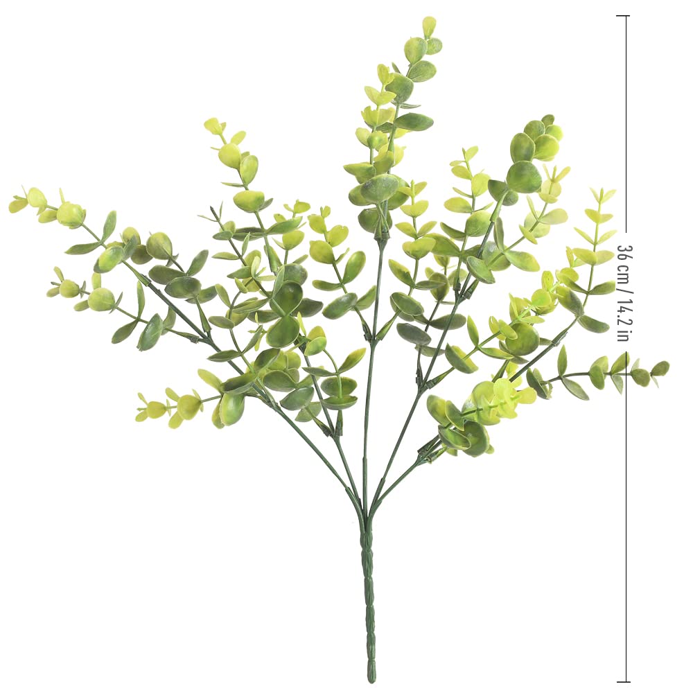 homEdge Künstlicher Eukalyptus-Plektrum, 6 Bündel, UV-beständig, künstliches Bouguet für Dekoration