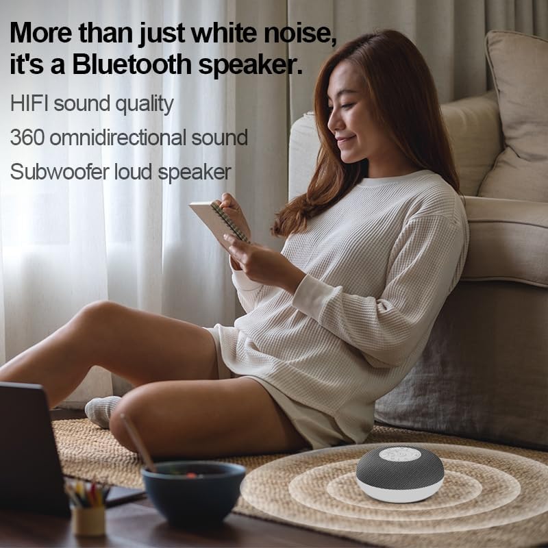 Miniatura 3 de YEVIK - Máquina de sonido portátil para el sueño del bebé y viajes, 39 sonidos relajantes con luz nocturna, recargable USB-C, temporizador,