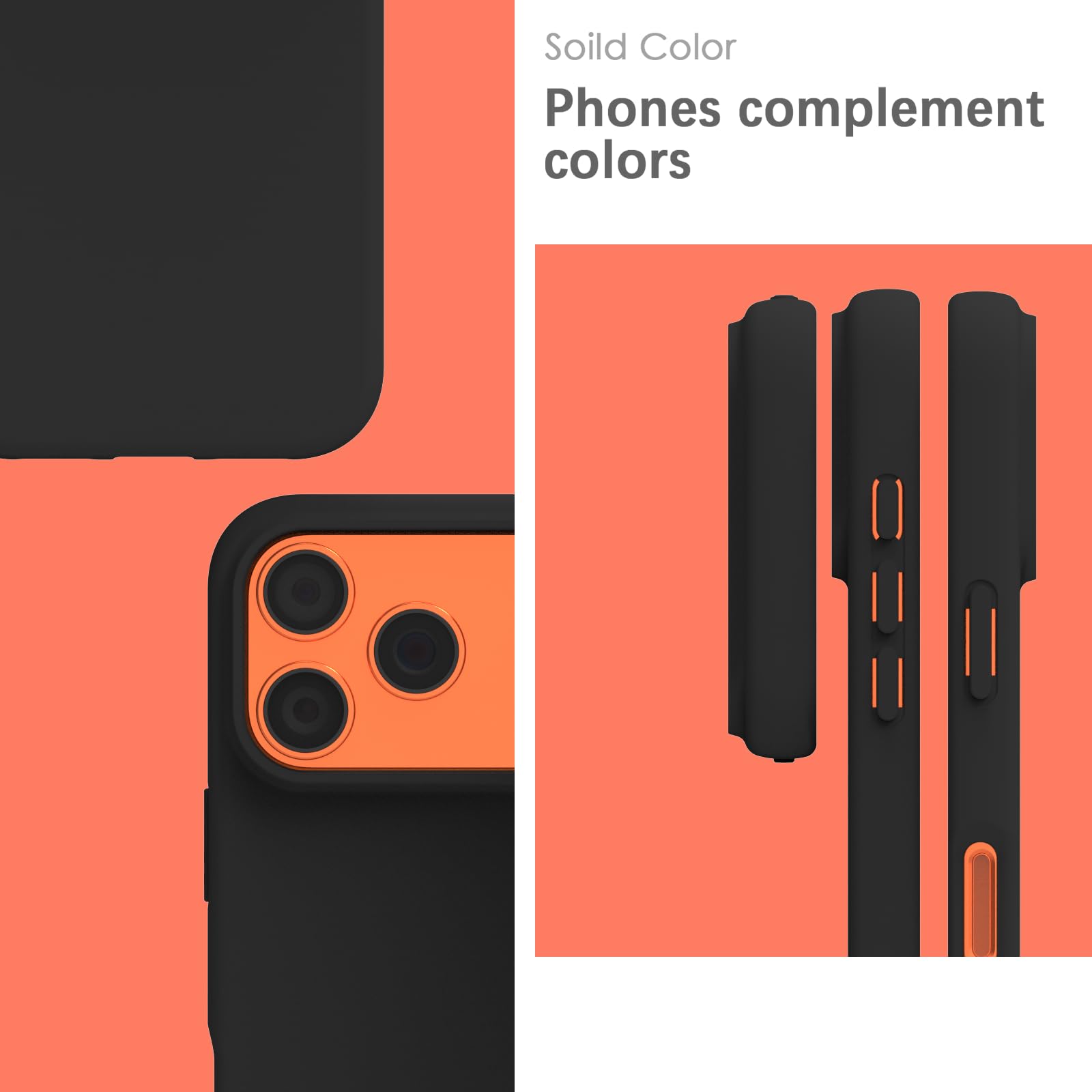 YATWIN Silicone Case for iPhone 17 Pro Max, Soft-Touch, Shockproof, DustProof, Antiskid Phone Cover for Apple iPhone 17 Pro Max - Black — Amazon image 3