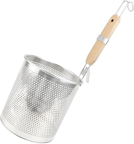 Colador de cocina multiusos de acero inoxidable con mango de madera, colador de cocina para colar, freír, cocinar al vapor y cocinar (7.1 in) disponible en Yaxa Costa Rica