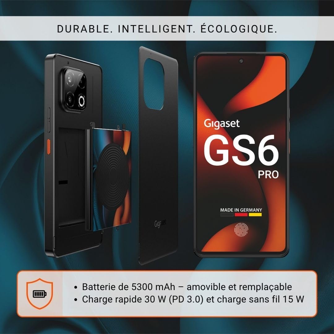 Gigaset GS6 Pro Smartphone, 256GB, 8GB RAM, 6,67-Zoll-OLED-Display, Black
