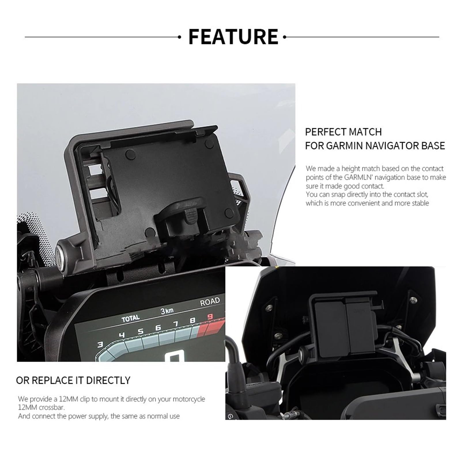 Support Telephone Velo Pour BMW R1200GS LC Pour Support De Navigation Aventure R1250GS S1000XR R1200RS USB Chargeur Sans Fil Support Téléphone Portable Support Support Telephone Moto Rotation(Wireless