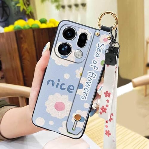 Phone Case Compatible with OPPO Find X9 Pro, Soft case Ring Back Cover Flower Dirt-resistant Wristband Wrist Strap Lanyard Phone