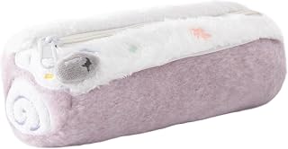 Cute Plush Pencil Case Large Capacity Kawaii Pen Pouch with Zipper Soft Fluffy Stationery Organizer for Girls Students Portable Makeup Bag (Purple)