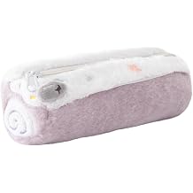 Cute Plush Pencil Case Large Capacity Kawaii Pen Pouch with Zipper Soft Fluffy Stationery Organizer for Girls Students Portable Makeup Bag Purple