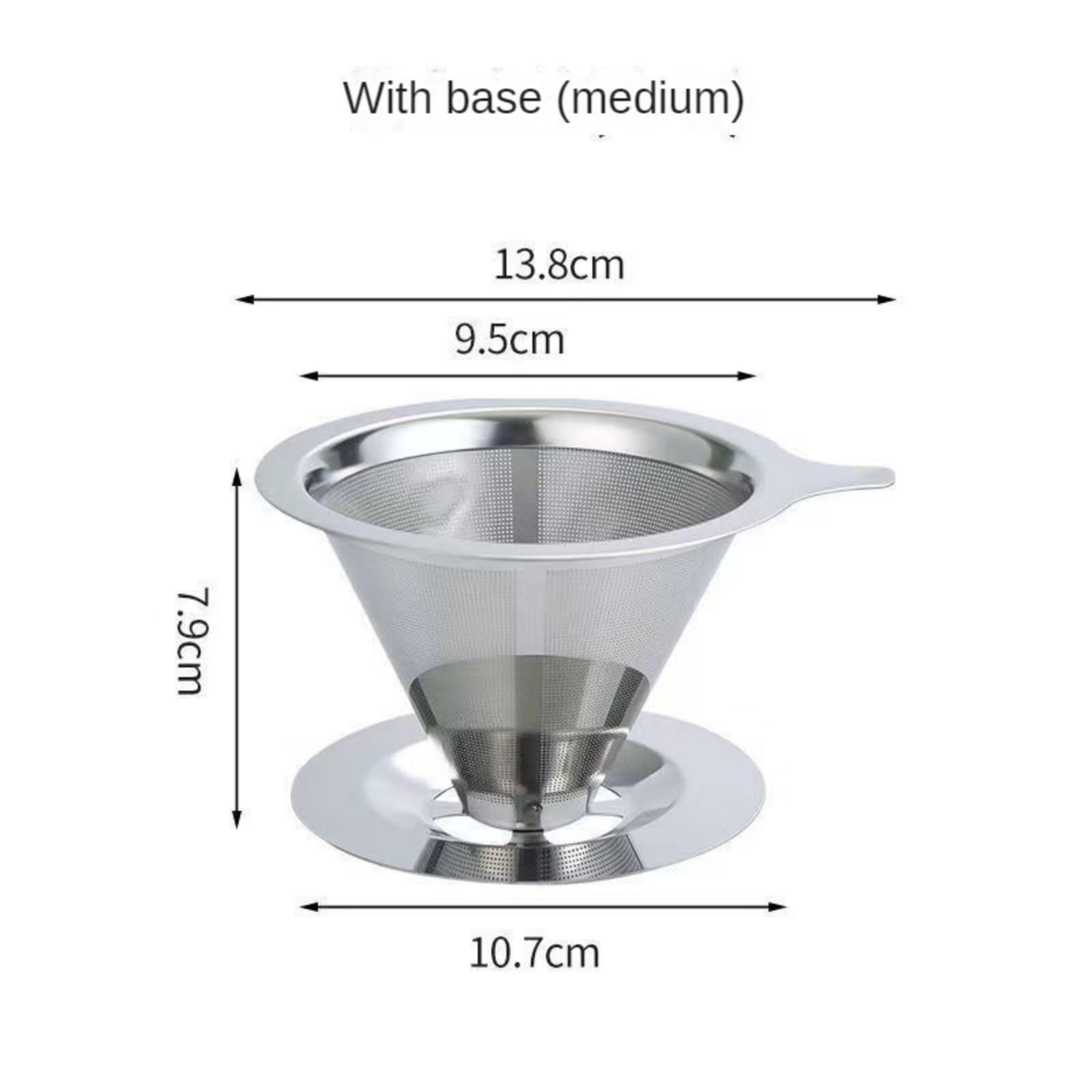 Filtro per caffè in acciaio inossidabile 304 con set di base, tazza filtrante per caffè senza carta, imbuto per caffè senza carta, 175 (M)